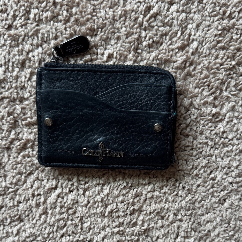 Cole Haan Black Pebbled Leather Card Case